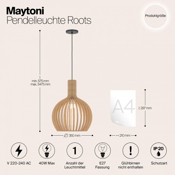 Открыть Подвесной светильник Maytoni Roots MOD194PL-01W Фото Подвесной светильник Maytoni Roots MOD194PL-01W