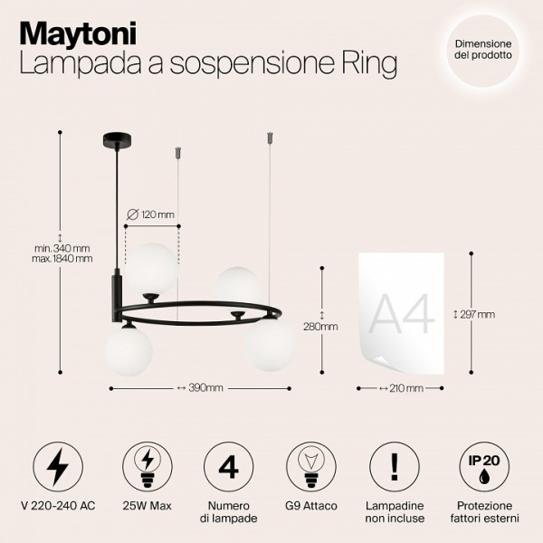 Фото Подвесная люстра Maytoni Ring MOD013PL-04B