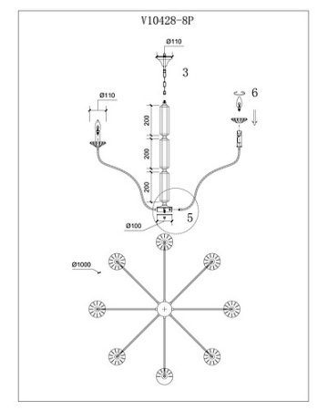 Фото Подвесная люстра Moderli Catania V10428-8P