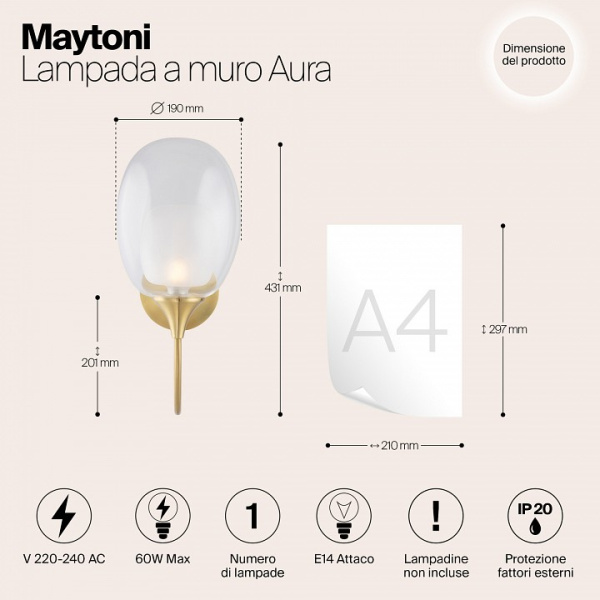 Фото Бра Maytoni Aura MOD016WL-01BS