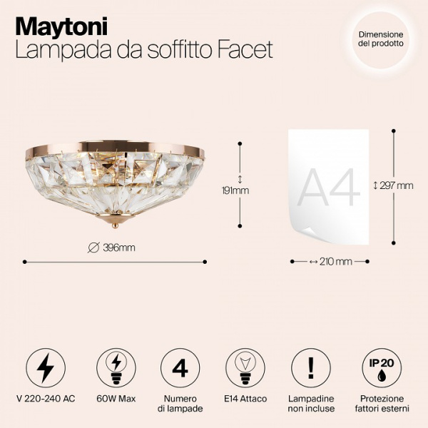 Фото Накладной светильник Maytoni Facet MOD094CL-04G